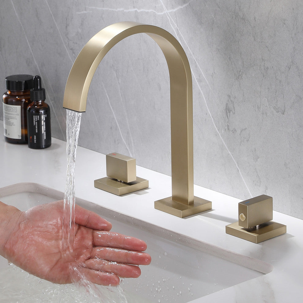 Widespread Bathroom Faucet, Brushed Gold
