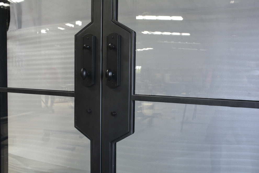 96''x72'' Wrought Iron Entry Door With Double LOW-E Glass Locks, Left Hand