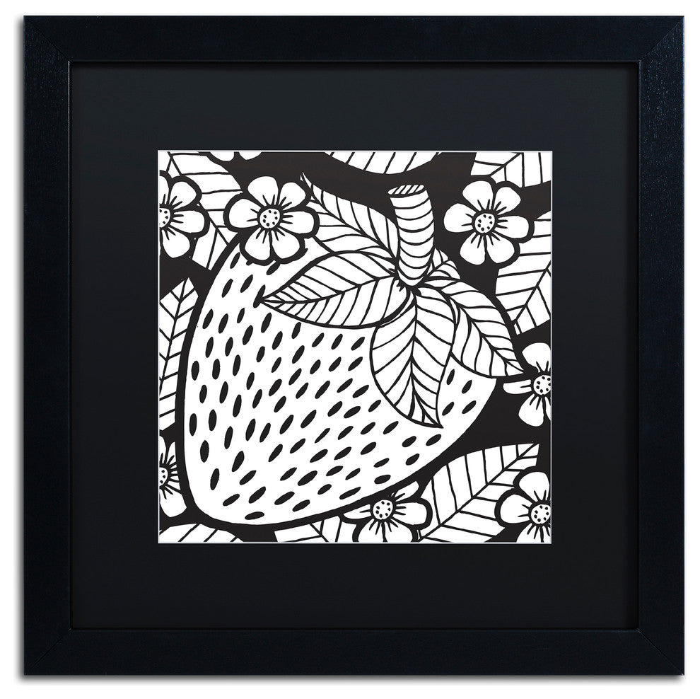 Hello Angel ''Strawberry'' Art, Black Frame, Black Mat, 16x16