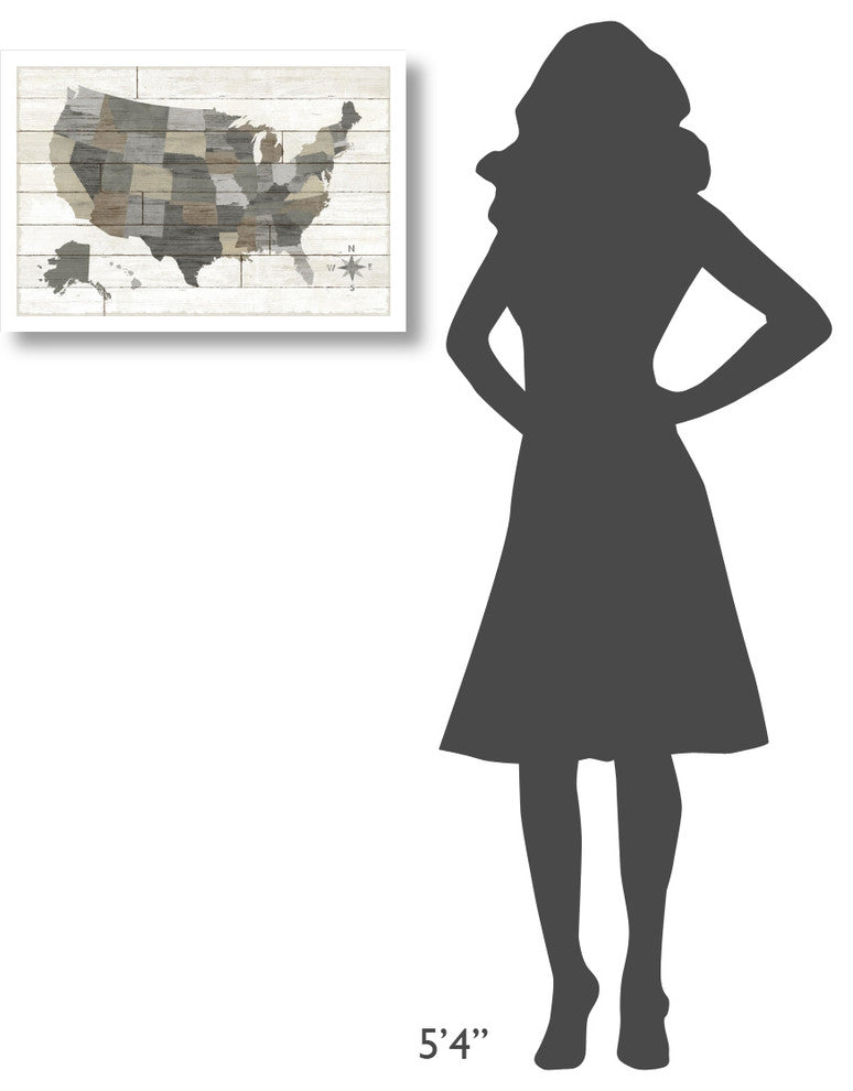 "Barnboard Map Neutral no Words" Digital Paper Print by Sue Schlabach, 26"x18"