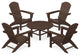 Nautical 5-Piece Adirondack Chair Conversation Set, Mahogany
