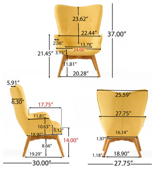GDF Studio Acantha Mid Century Modern Retro Contour Chair, Muted Yellow
