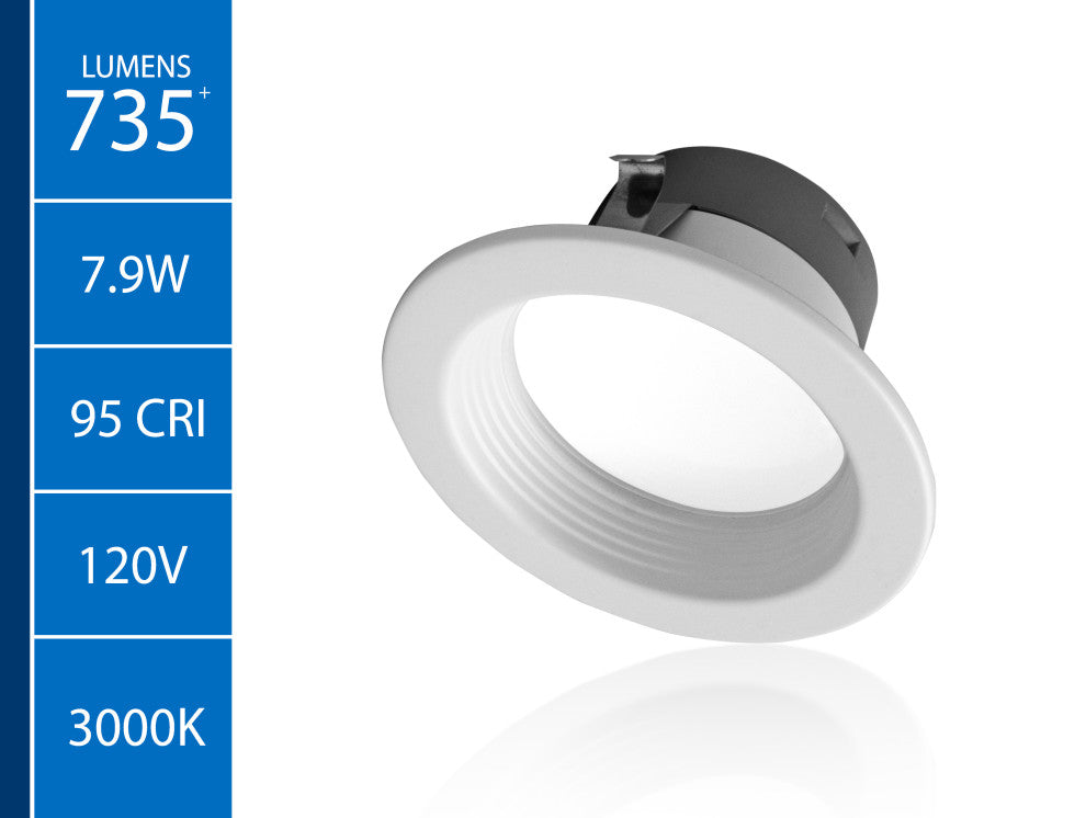 DLR(v6) Recessed LED Downlight, White Baffle, 3000k, 1 Pack