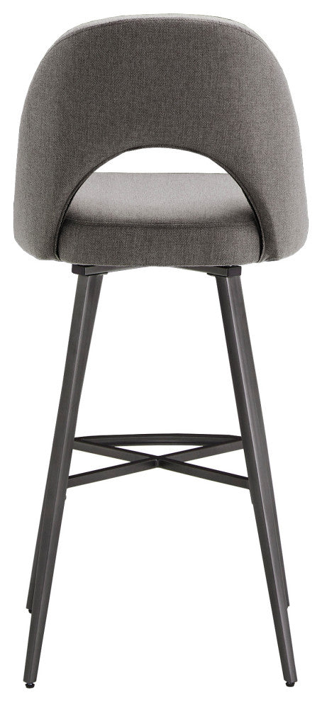 Tierno Metal Fabric Swivel Bar Stools, Set of 2, Dark Gray, Bar Height