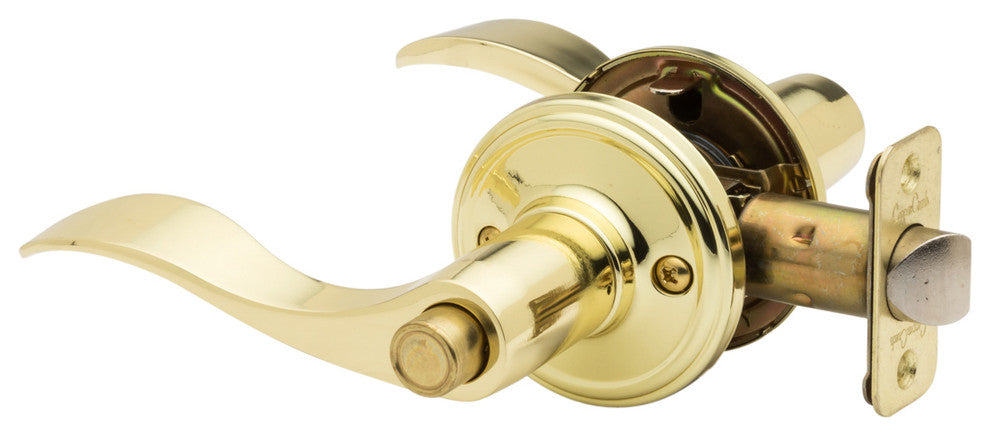 Restroom Lever, Polished Brass