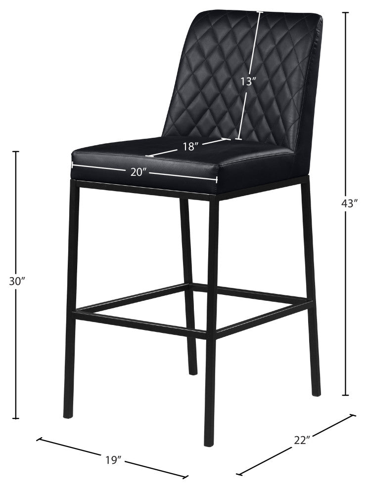 Bryce Faux Leather Upholstered Bar Stool, Set of 2, Black