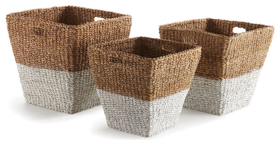 Seagrass Rectangular Storage Baskets, Set of 3
