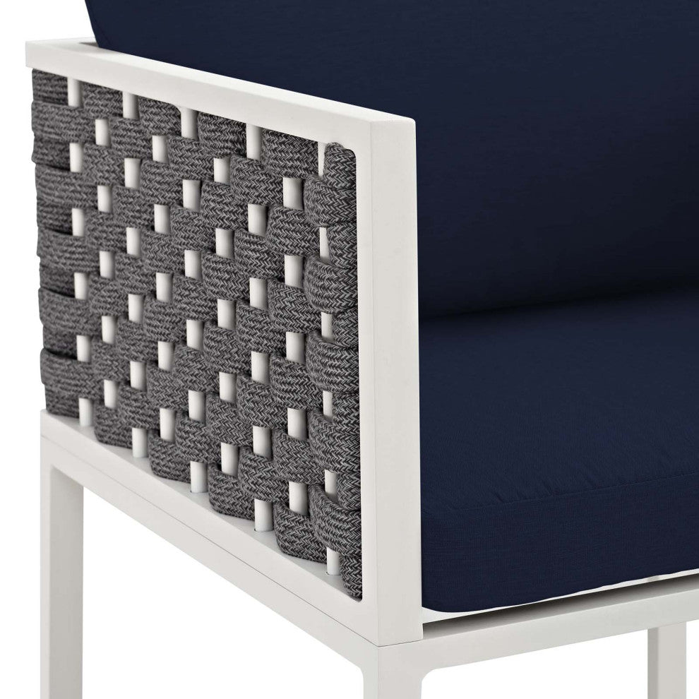 Stance Outdoor Patio Aluminum Dining Armchair White Navy