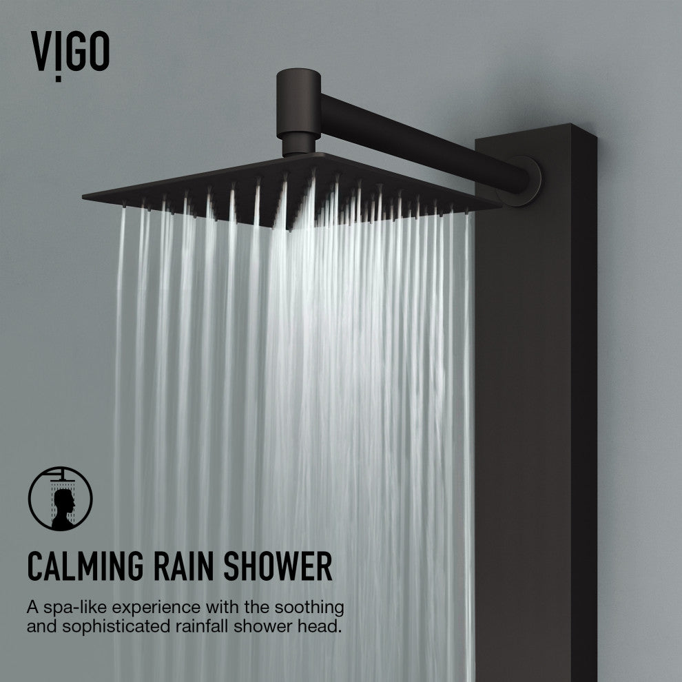 Sutton 58" H x 4" W 4-Jet Shower Panel with Square Shower Head, Matte Black