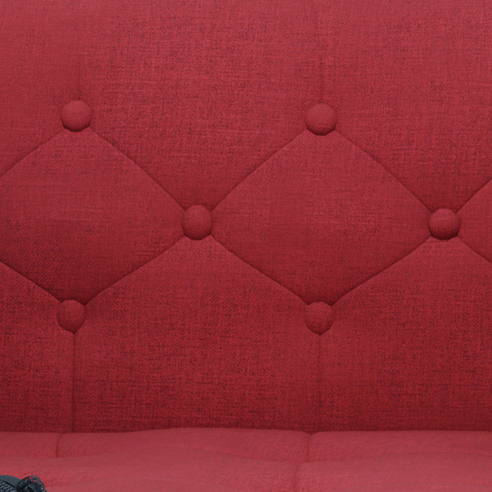 GDF Studio Aidan Mid Century Modern Tufted Fabric Sofa, Red