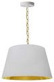 1 Light Brynn Small Pendant, White/Gold Shade, Aged Brass