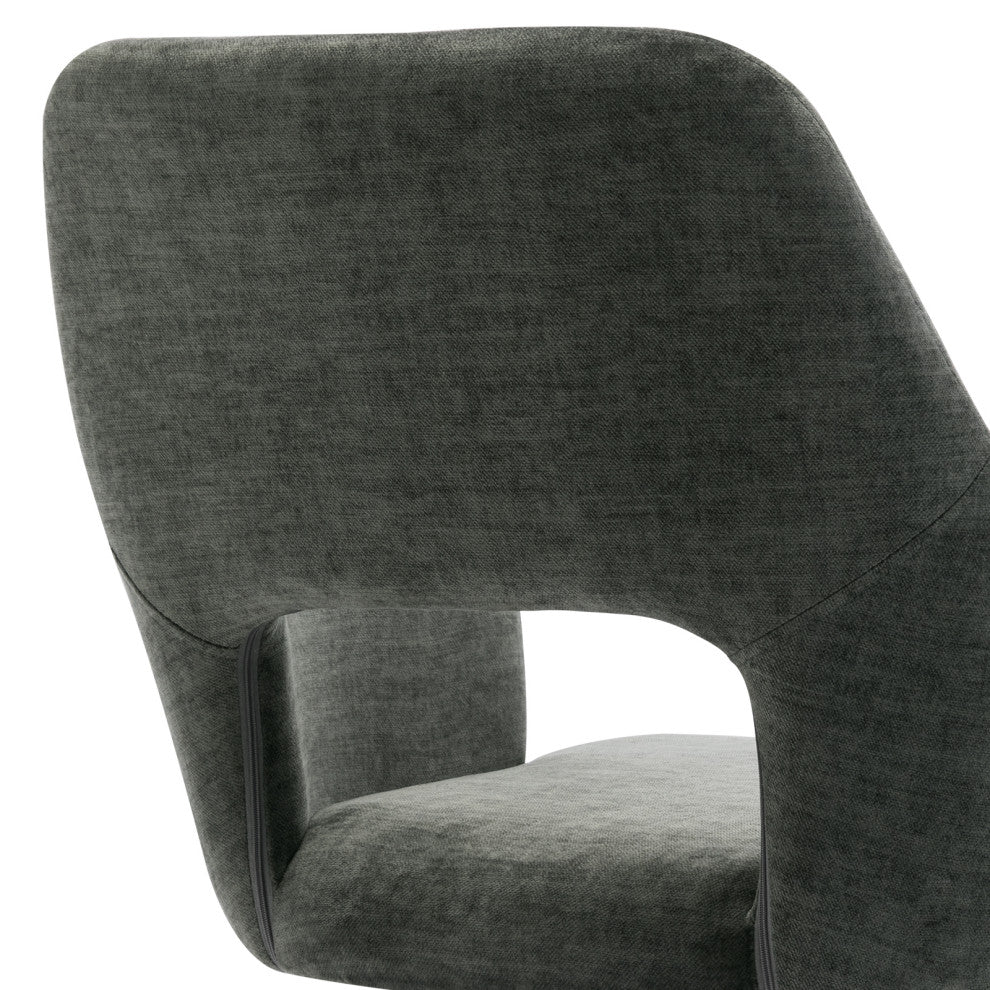 Open-Back Faux Linen Home Office Chair, Green