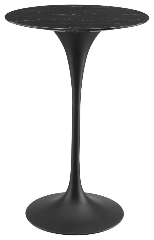 Lippa 28" Artificial Marble Bar Table, Black Black