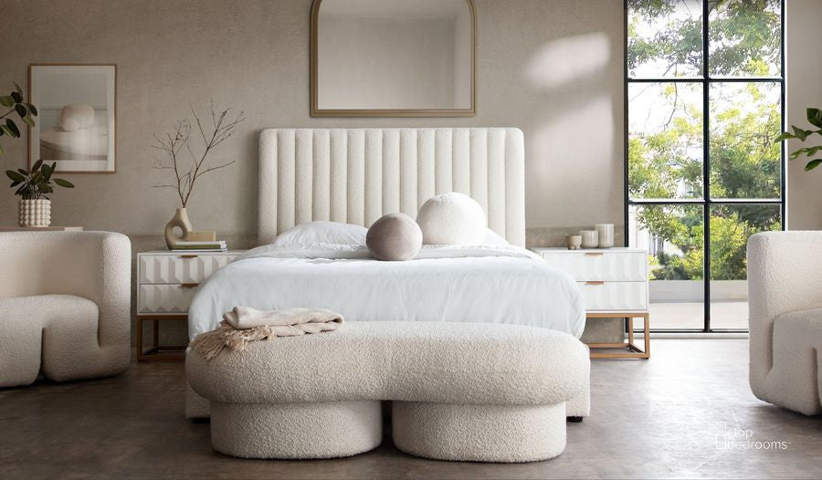 Brooke 54" Eastern King Bed in Ivory Boucle by Diamond Sofa