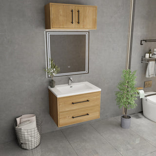 Victoria 30" Solid Wood Bath Vanity, Overhead Cabinet, Oak