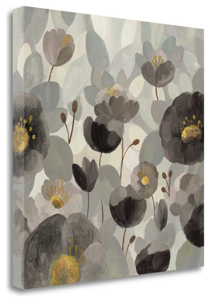 "Morning Bloom Greige" By Silvia Vassileva, Giclee Print on Gallery Wrap Canvas