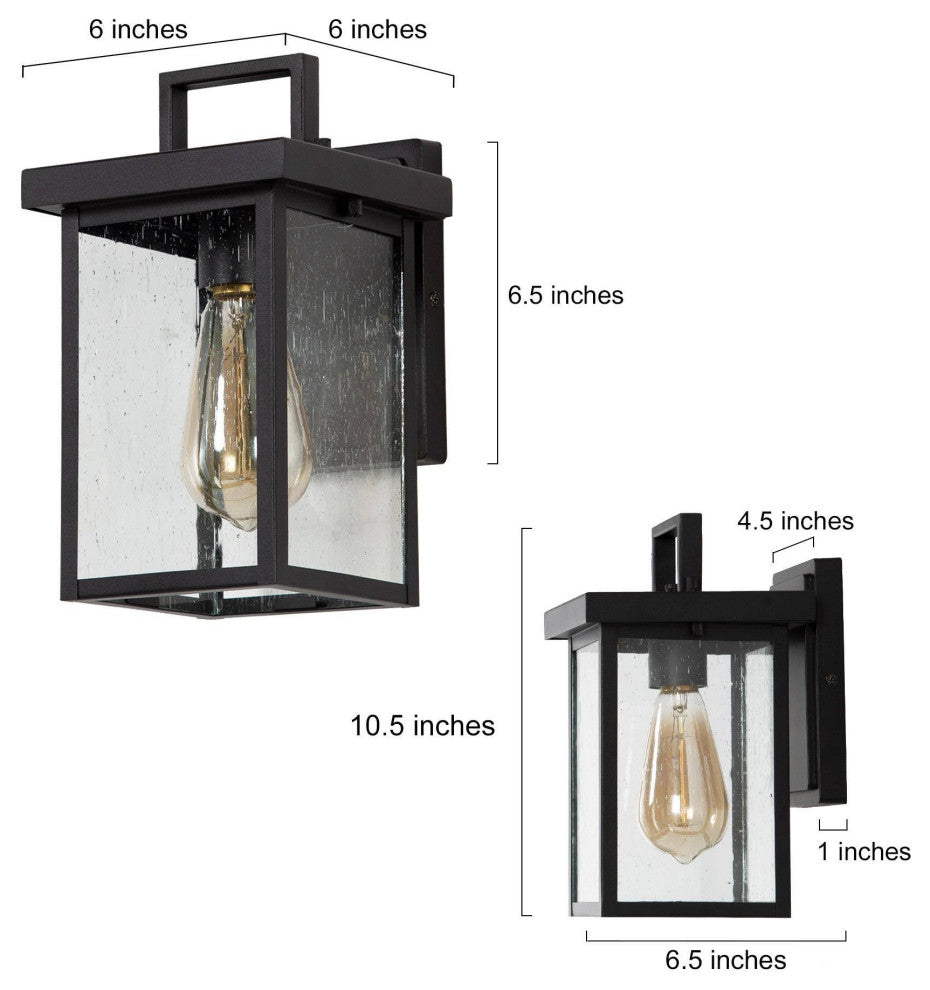 LNC 1-Light Industrial Outdoor Wall Lantern with Seeded Glass Panels, Wall Sonce