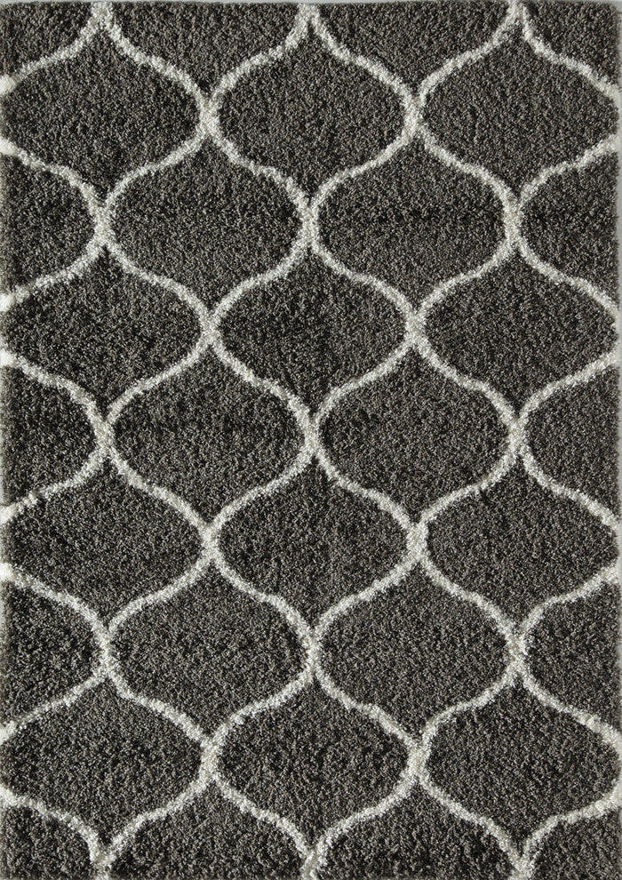 Feather Shag Charcoal Ivory Links 8''0" x 10''0" Rug