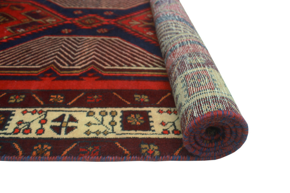 Fine Vintage Distressed Attila Red/Beige Runner, 3'10x13'2