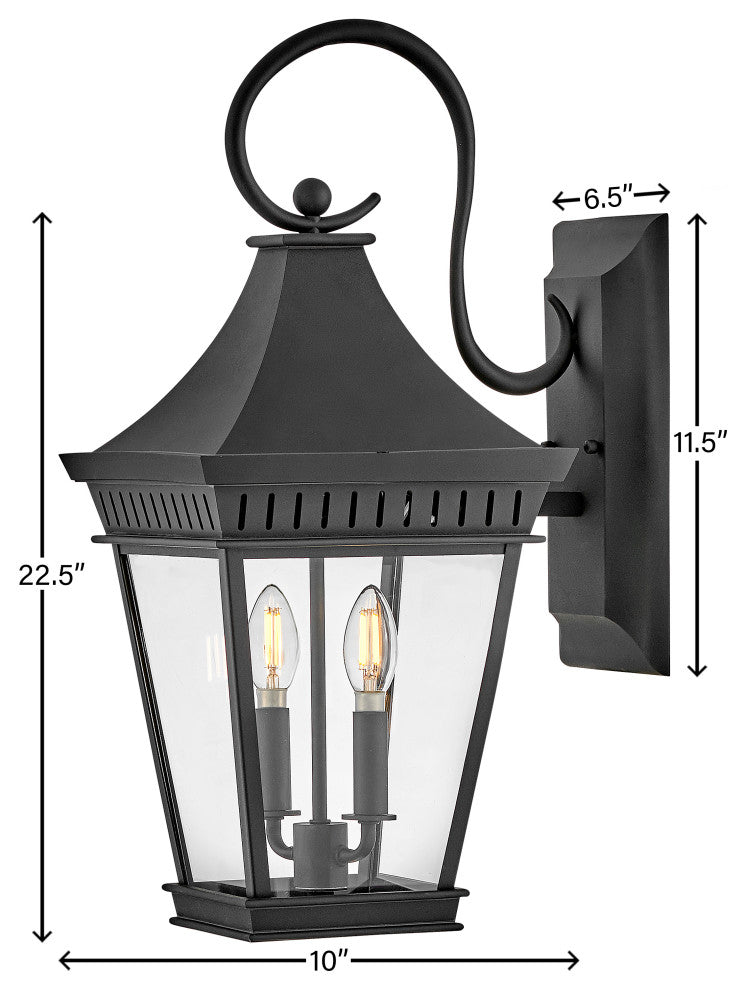 Hinkley Chapel Hill Large Wall Mount Lantern, Museum Black