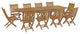 Marina 11 Piece Outdoor Patio Teak Outdoor Dining Set, Natural