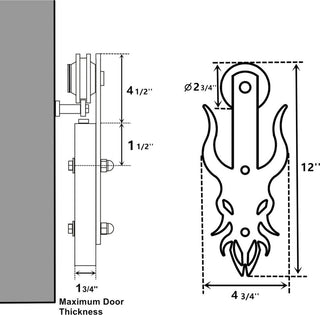 Sliding Barn Door Hardware Kit, Imperial Design, Single Door, 15'