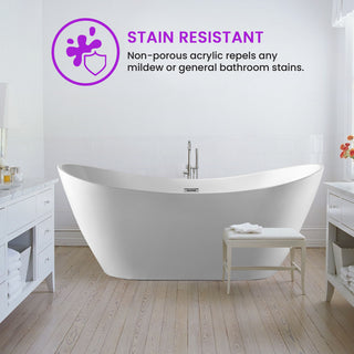 Vanity Art 71" Freestanding Acrylic Soaking Bathtub