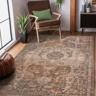 Eternal Lisbon Area Rug, Brown, 5'7" x 7'6", Medallion