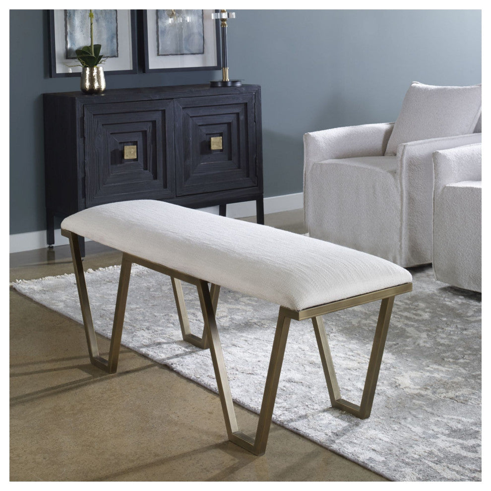 Uttermost 23676 Farrah 54"W Modern Industrial Geometric Accent - White / Gold