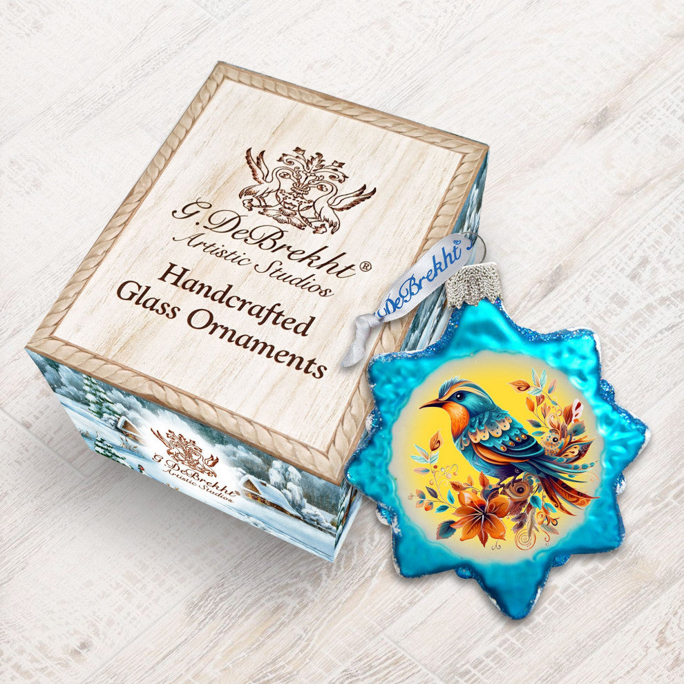 Blue Sparrow Mercury Glass Ornaments Wildlife Holiday Decor