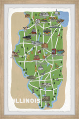 "Illinois Road Map" Framed Painting Print, 12x18