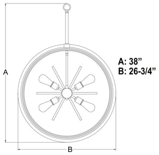 Estelle Six Light Pendant, Natural Brass and Matte Black