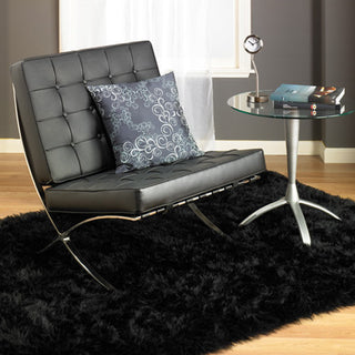 Classic Black Bear Faux Fur Rectangle Rug, 28"x43"