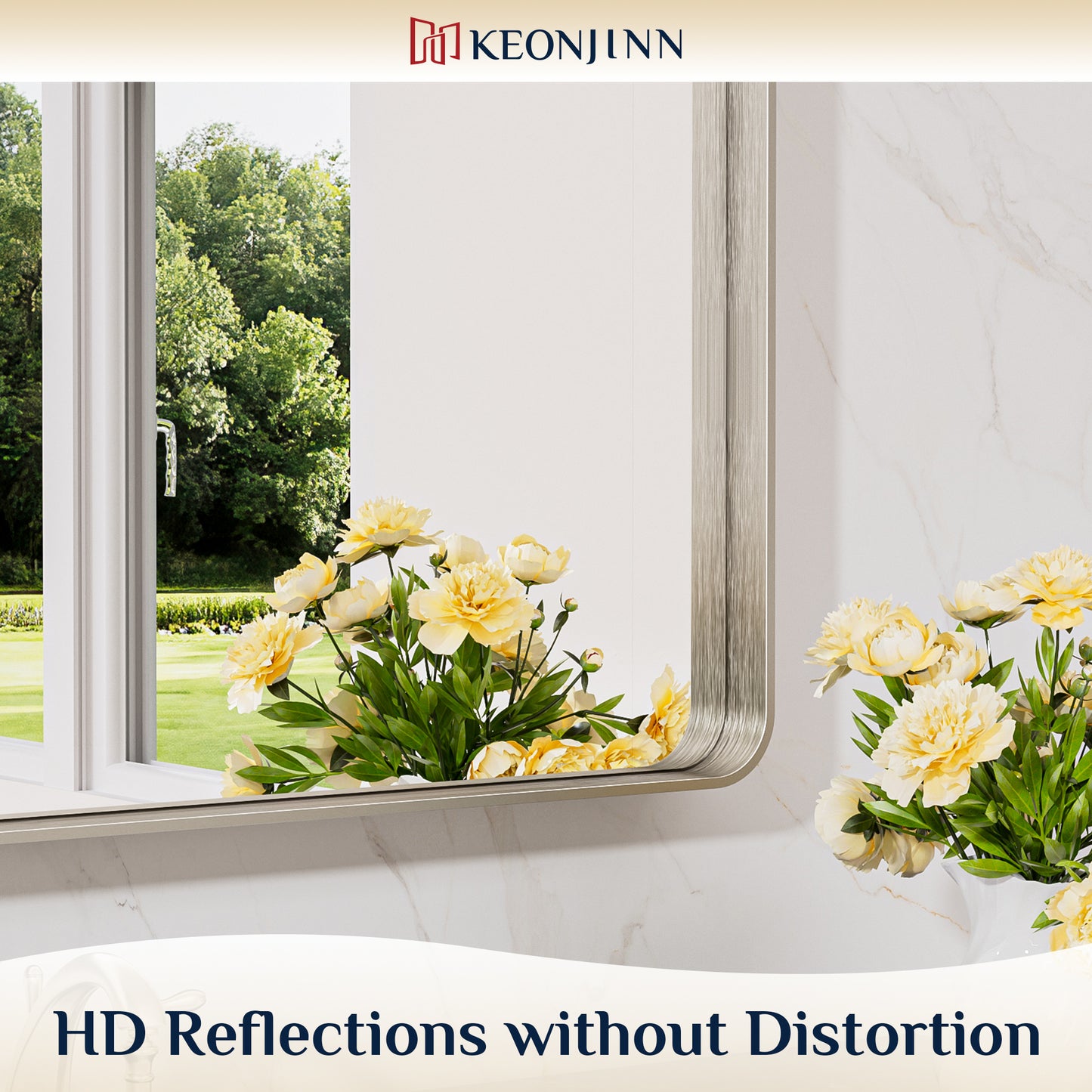 Metal Frame Decorative Rectangular Wall Mount Mirror, Sliver, 30"x36"