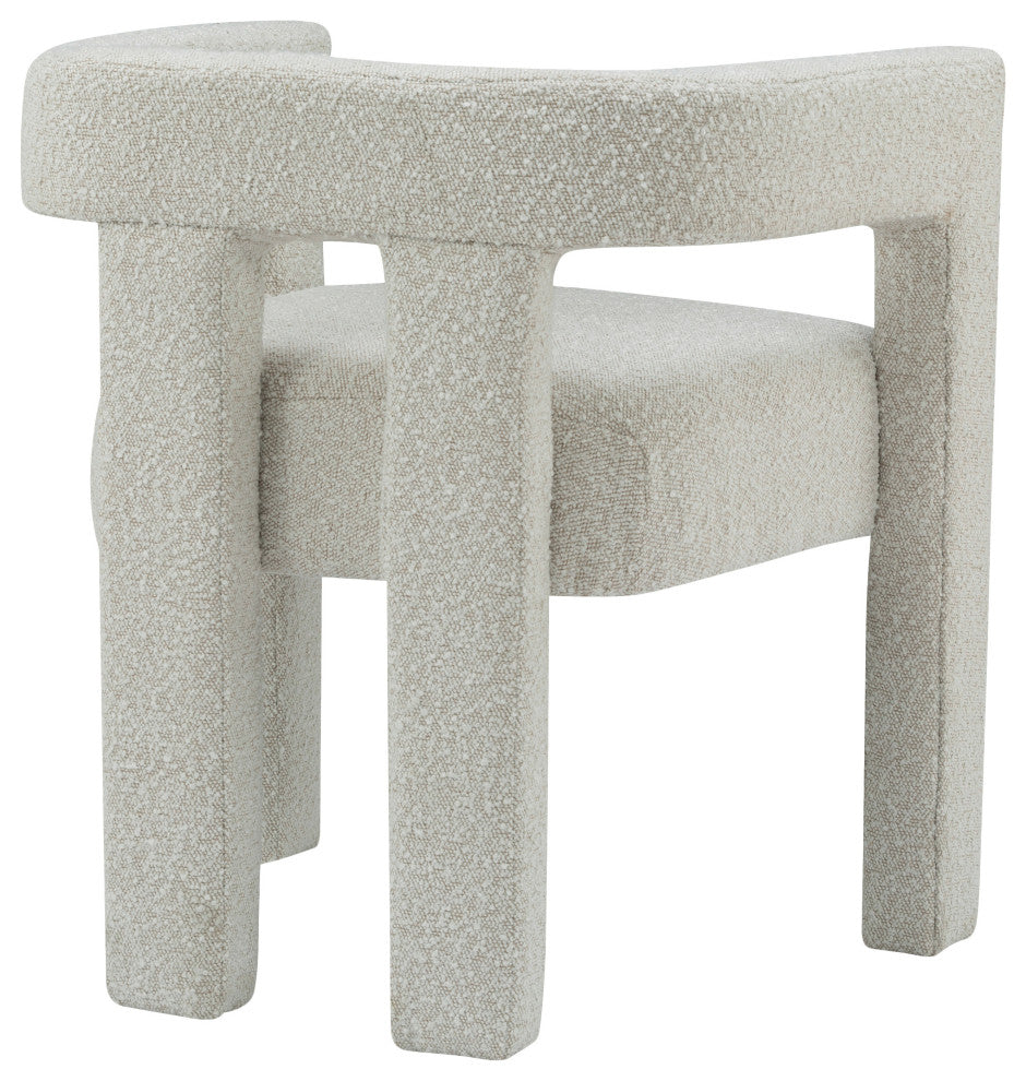 Athena Boucle Fabric Upholstered Accent / Dining Chair, Cream