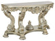 Benzara BM279000 Esen 67" Crescent Sofa Table Sideboard Console Antique Gold