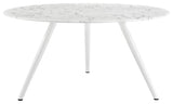 Modern White Tulip 60" Round Artificial Marble Dining Table with Tripod Base