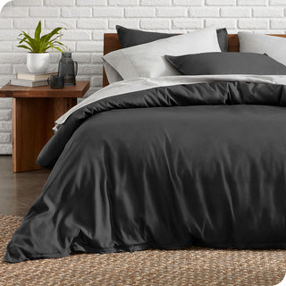 Bare Home Microfiber Duvet Cover & Sham Set, Black, King