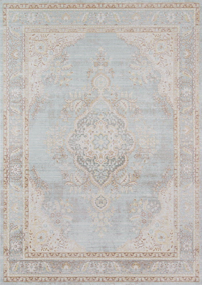 Isabella ISA-1 Machine Made Area Rug, Blue, 4'x6'