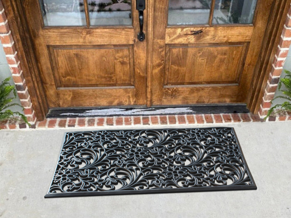 A1HC Floral Large Natural Rubber, Outside entryway Durable Doormat 30"� X 48"