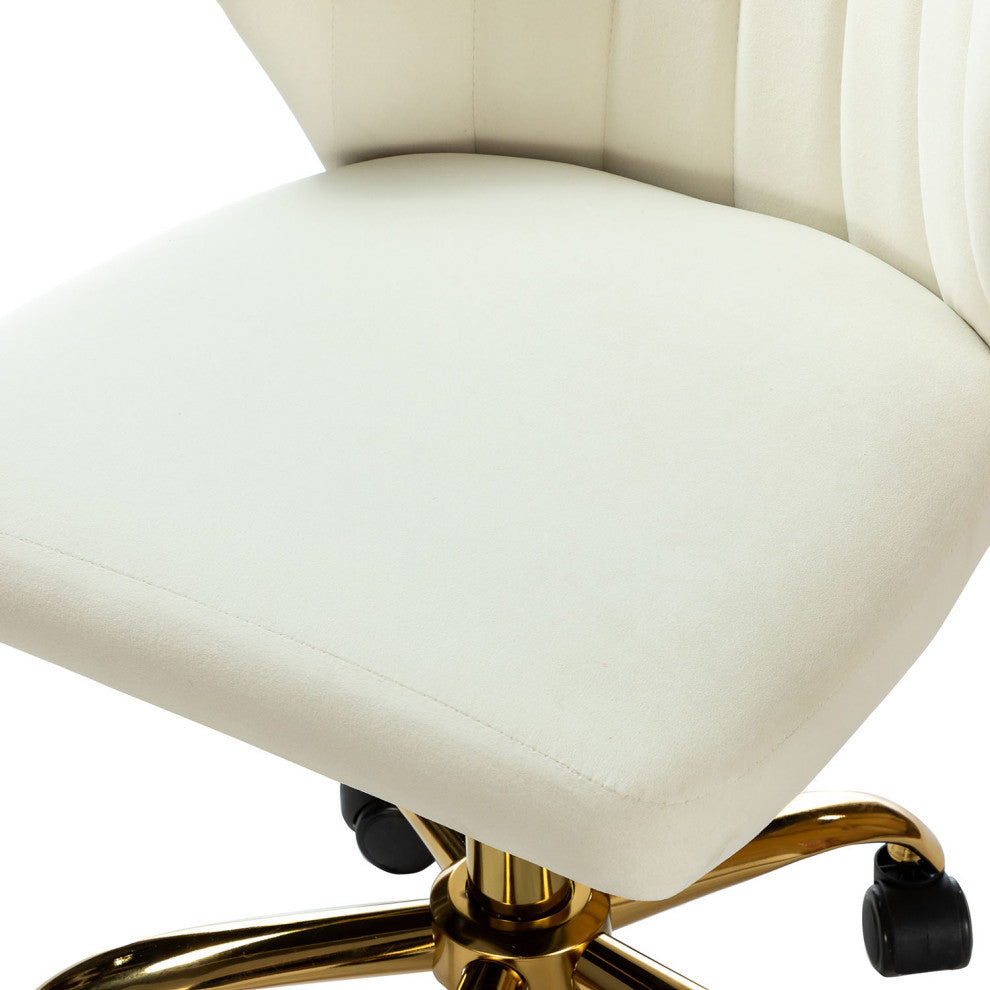 Swivel Task Chair With Tufted Back, Ivory