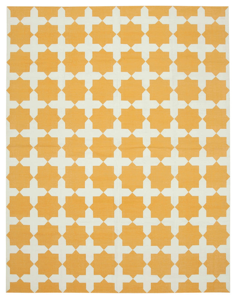 Rug N Carpet - Handmade Wool 9' 2'' x 11' 9'' Flatweave Dhurrie Kilim Rug