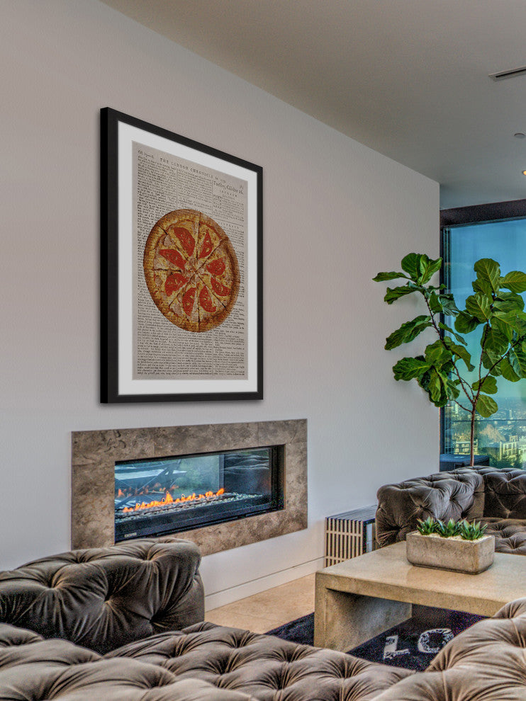 "Salami Pizza" Framed Painting Print, 12"x18"