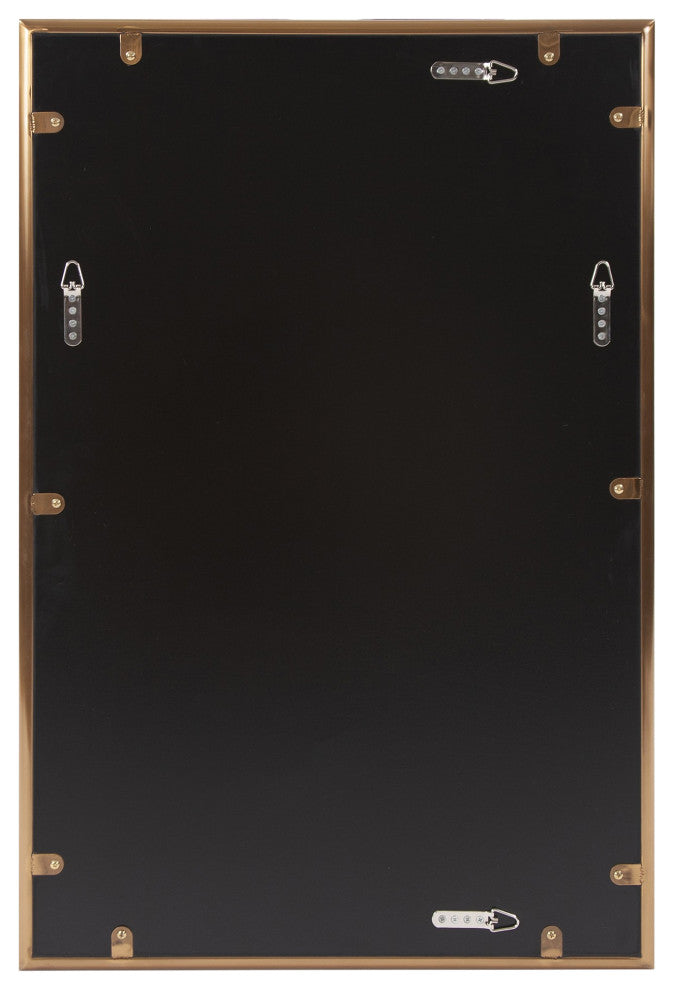 Antiqued Brushed Brass Rectangular Wall Mirror