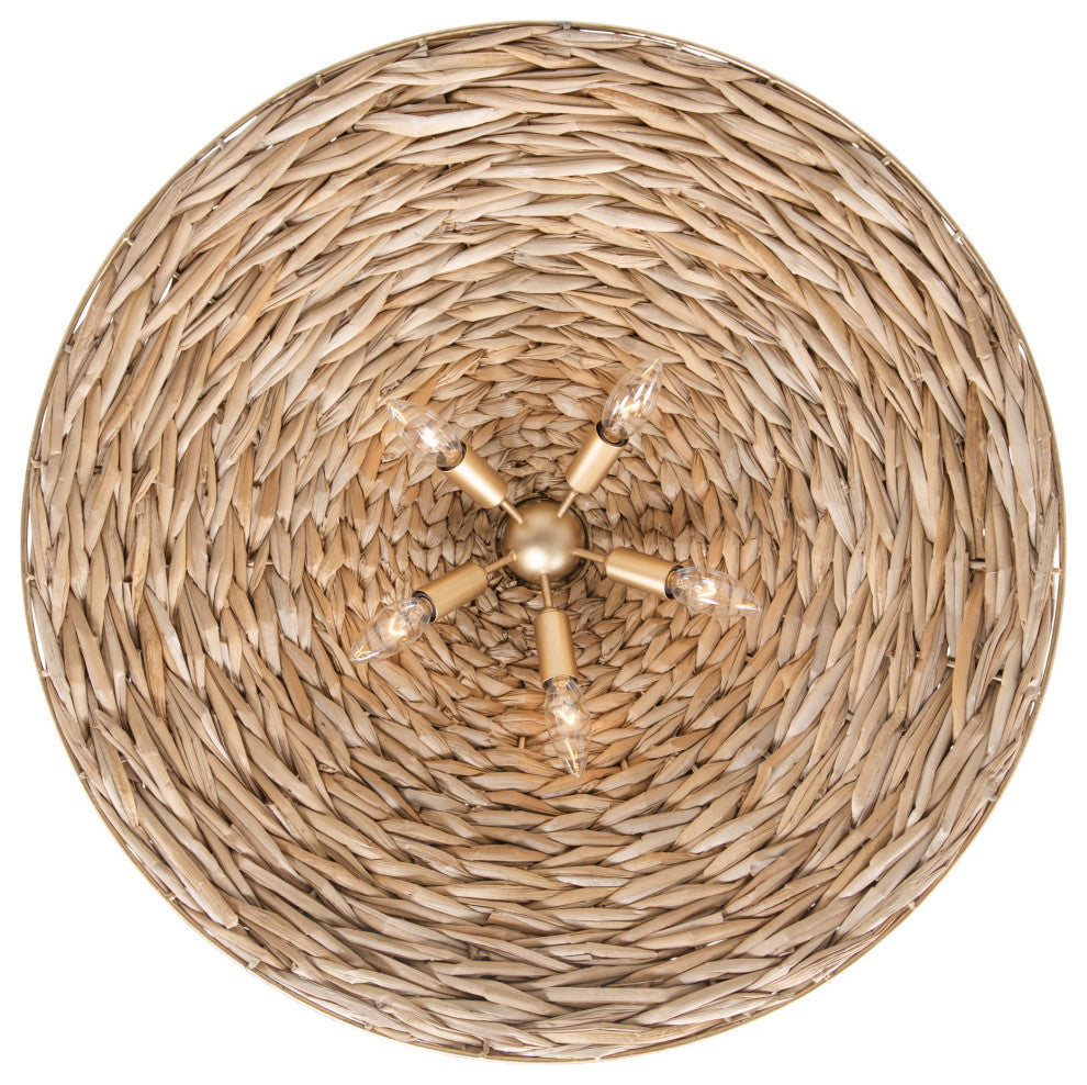 Varaluz 502P05 Hilton Head 5 Light 26"W Pendant - French Gold / Natural