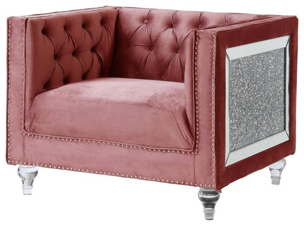 Lv00329, Chair, Pink Velvet, Heiberoii