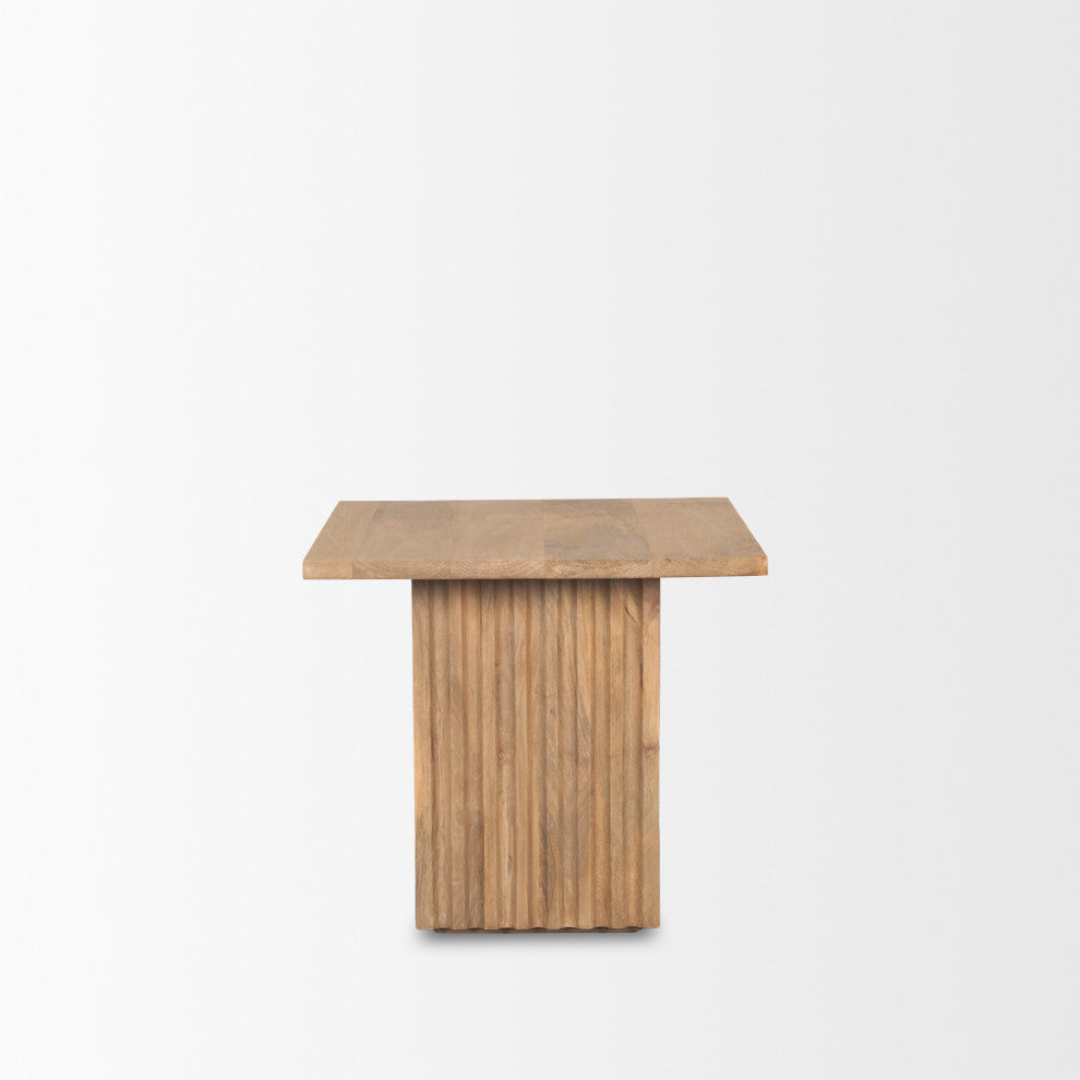 June Light Brown Wood With Fluting Square Side Table