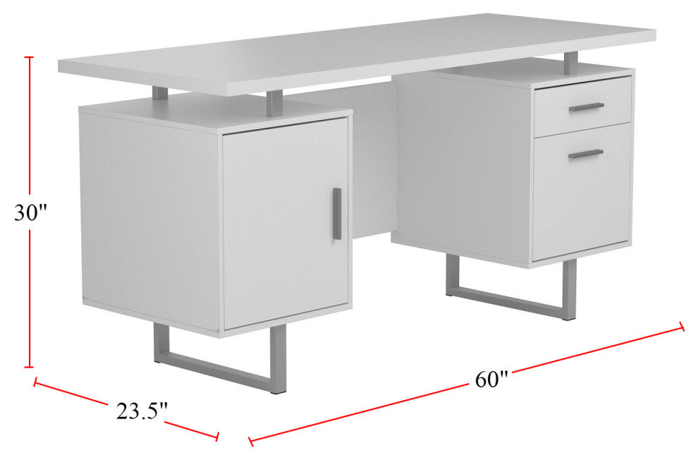 Adjustable Office Desk Gloss is White