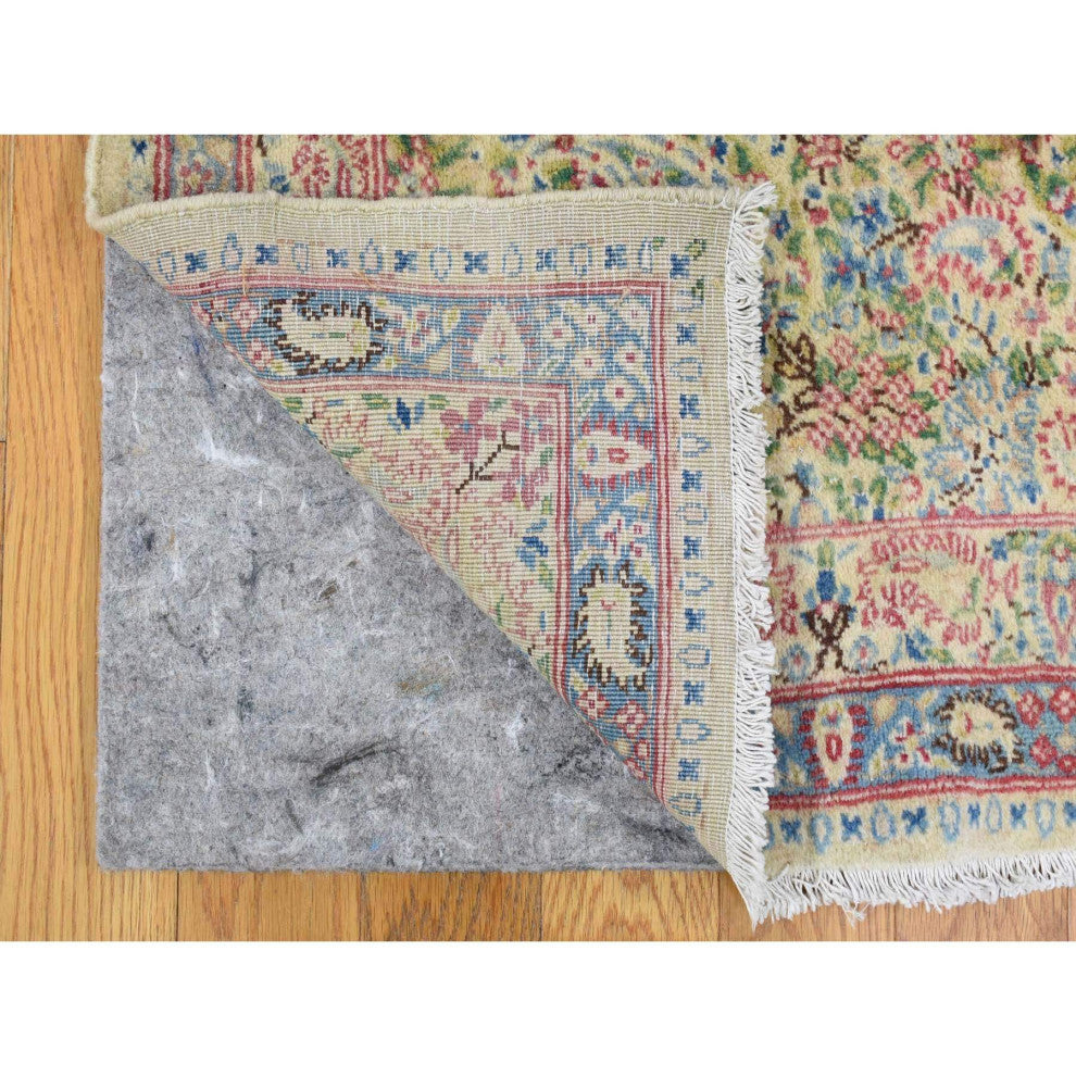 Ivory Antique Persian Kerman, Full Pile Exc Condition Wool Rug, 10'0" x 13'0"