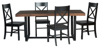 5-Piece Farmhouse Dining Set - Mahogany/Black